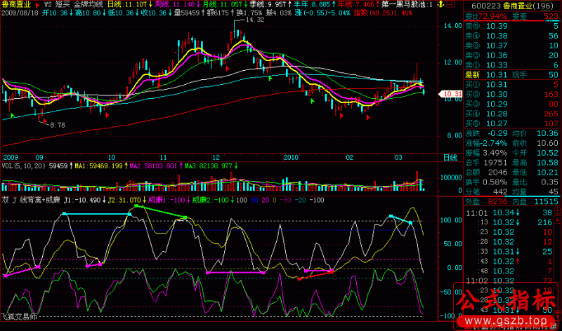 双J线背离+威廉指标(飞狐)